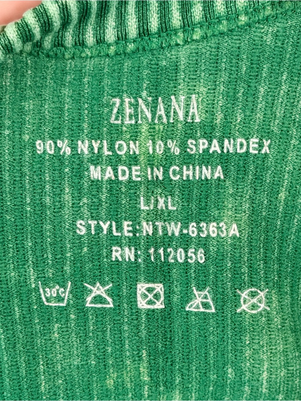 Zenana Outfitters Acid Washed Green Ribbed Two Way Scoop Neck Tank - Picture 2 of 4